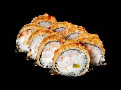 Жареный ролл с крабом и креветкой